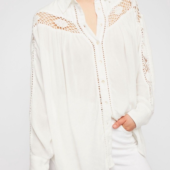 Free People Tops - New Free People Katie Bird Buttondown Crochet Top